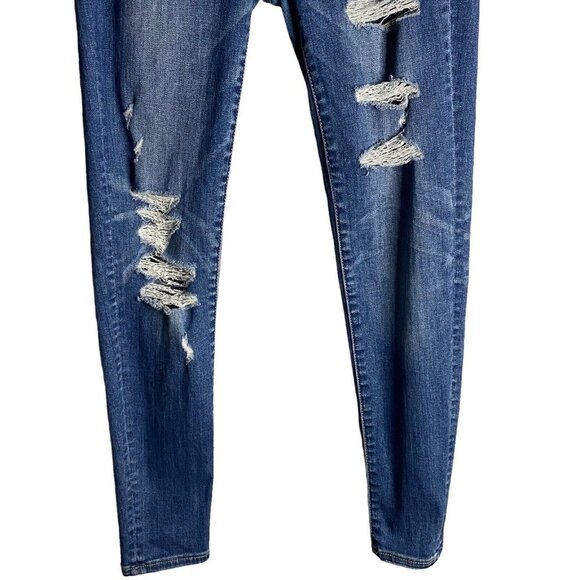 American Eagle Women's Medium Indigo Distressed Hi-Rise Jegging - Picture 3 of 9